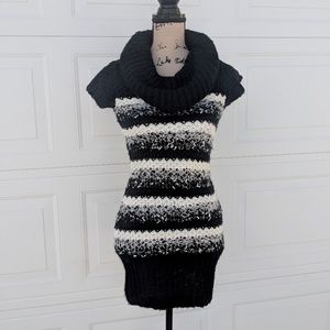 New Candies Juniors Black Short Slv Cowl Sweater Dress S